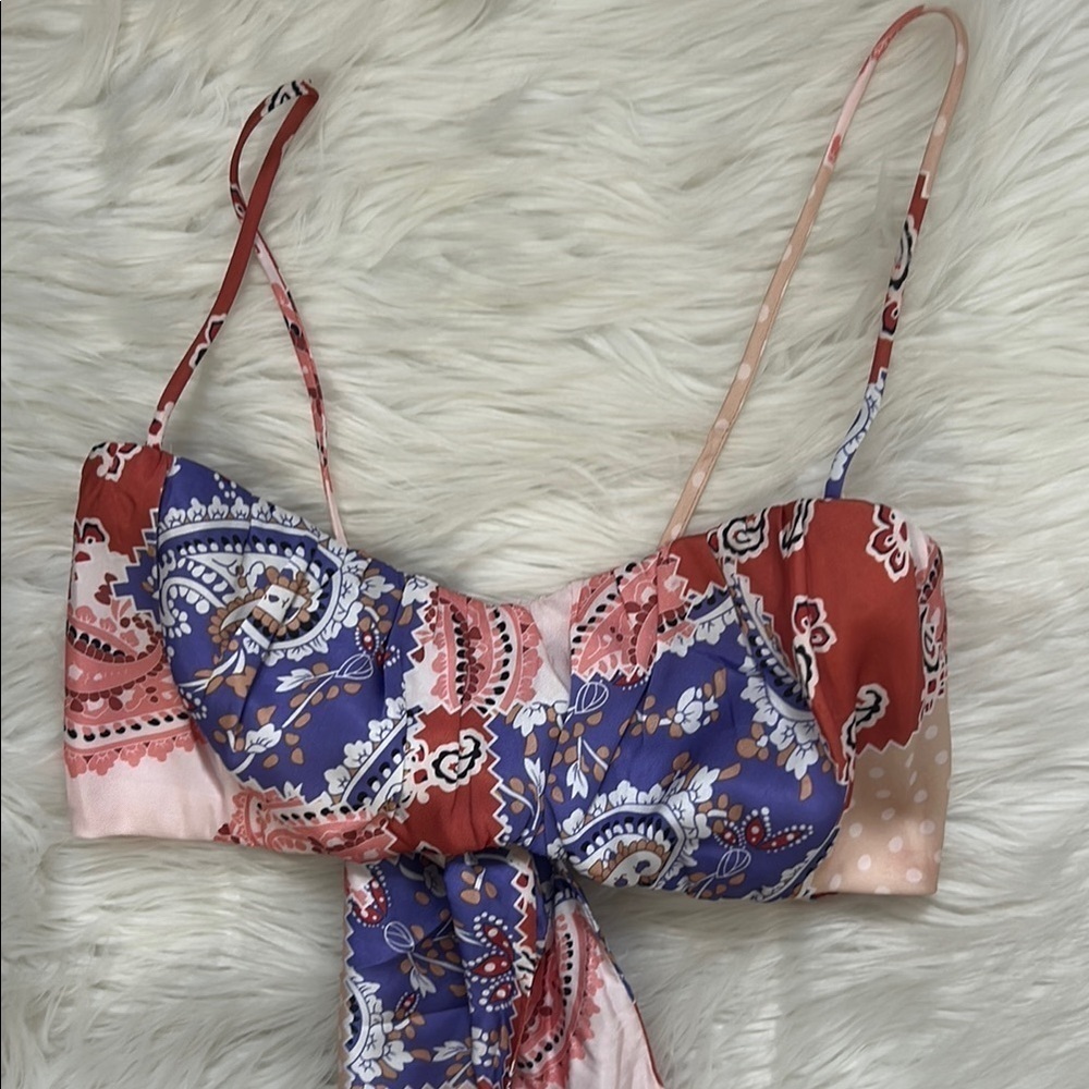 Cotton Candy LA Paisley Patchwork bandeau top size large adjustable straps